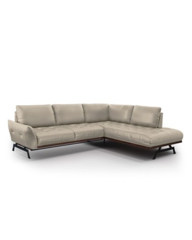 Canapé d'angle 5 places en cuir cuir gris clair