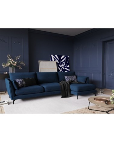 Canapé d'angle 5 places en velours bleu roi