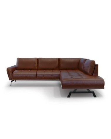 Canapé d'angle 5 places en cuir cuir marron