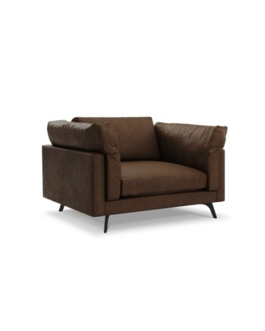 Fauteuil 1 place XL en cuir cuir marron foncé