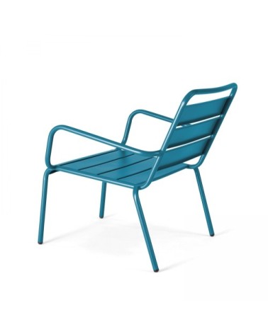 Lot de 2 fauteuils relax avec repose-pieds en métal bleu pacific