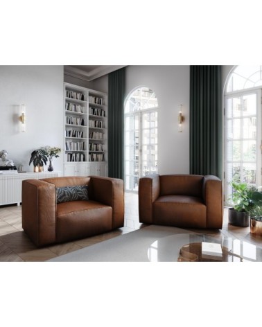 Fauteuil 1 place XL en cuir cuir cognac