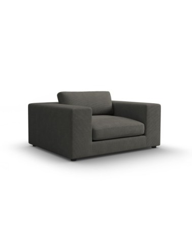 Fauteuil 1 place XL en tissu structuré gris foncé