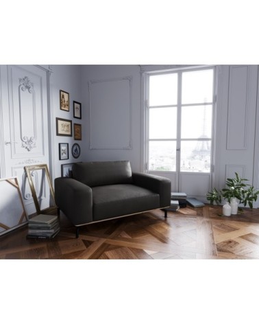 Fauteuil 1 place XL en cuir cuir noir