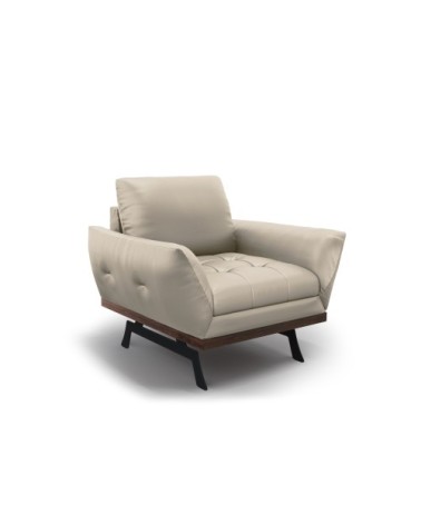 Fauteuil 1 place en cuir cuir gris clair