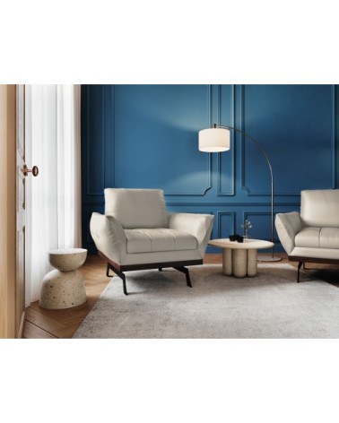 Fauteuil 1 place en cuir cuir gris clair