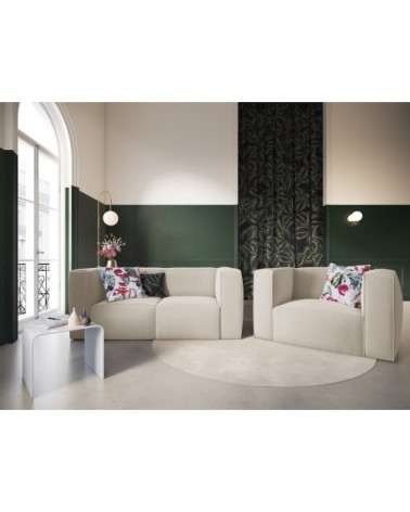 Fauteuil 1 place XL en tissu structuré beige