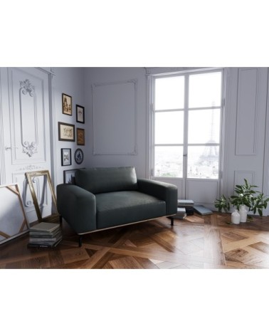 Fauteuil 1 place XL en cuir cuir bleu
