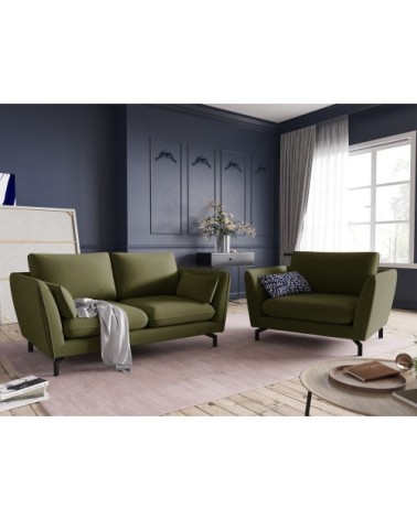 Fauteuil 1 place XL en velours vert