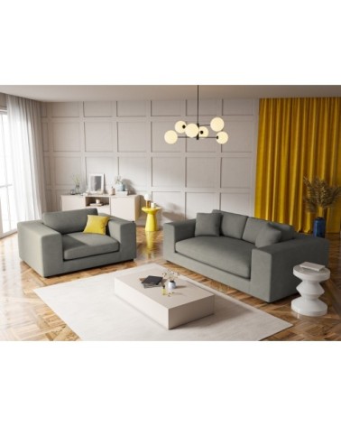 Fauteuil 1 place XL en tissu structuré gris clair