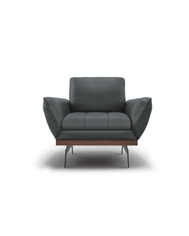 Fauteuil 1 place en cuir cuir gris