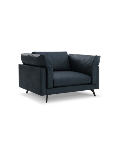 Fauteuil 1 place XL en cuir cuir bleu