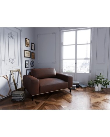 Fauteuil 1 place XL en cuir cuir cognac