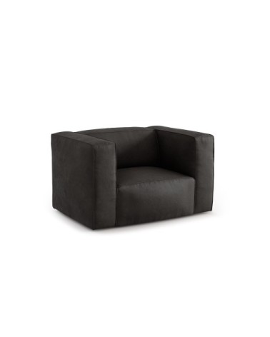 Fauteuil 1 place XL en cuir cuir noir