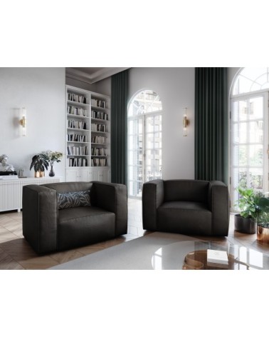 Fauteuil 1 place XL en cuir cuir noir
