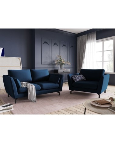 Fauteuil 1 place XL en velours bleu roi