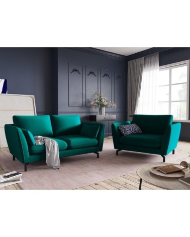 Fauteuil 1 place XL en velours pétrole