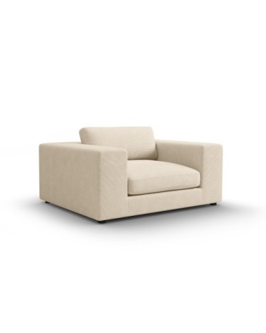 Fauteuil 1 place XL en tissu structuré beige clair