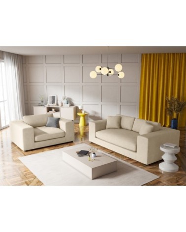 Fauteuil 1 place XL en tissu structuré beige clair