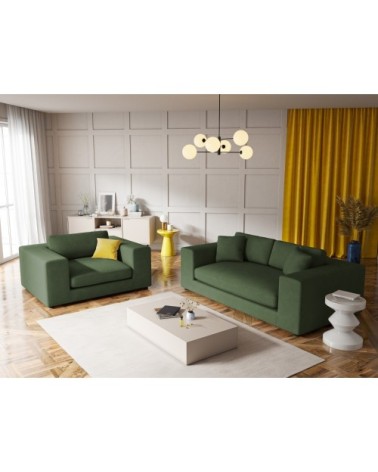 Fauteuil 1 place XL en tissu structuré vert