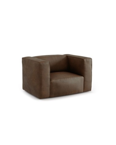 Fauteuil 1 place XL en cuir cuir marron foncé