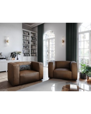 Fauteuil 1 place XL en cuir cuir marron foncé