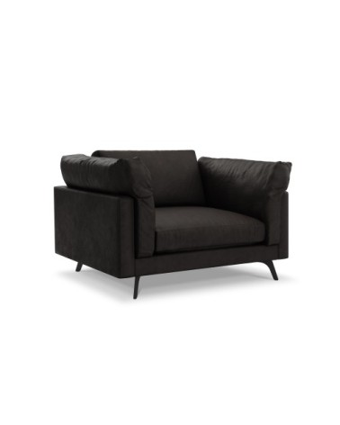 Fauteuil 1 place XL en cuir cuir noir