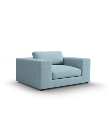 Fauteuil 1 place XL en tissu structuré bleu clair