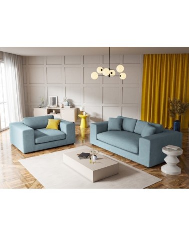 Fauteuil 1 place XL en tissu structuré bleu clair