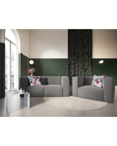 Fauteuil 1 place XL en tissu structuré gris