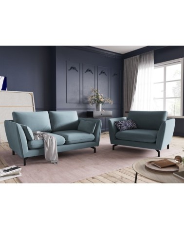 Fauteuil 1 place XL en velours bleu