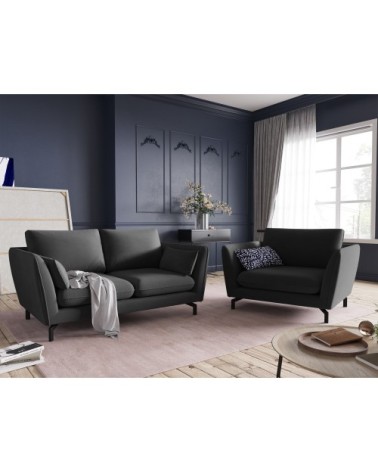 Fauteuil 1 place XL en velours gris foncé