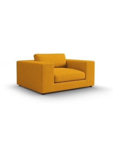 Fauteuil 1 place XL en tissu structuré jaune