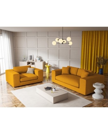 Fauteuil 1 place XL en tissu structuré jaune
