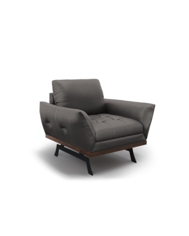 Fauteuil 1 place en cuir cuir gris