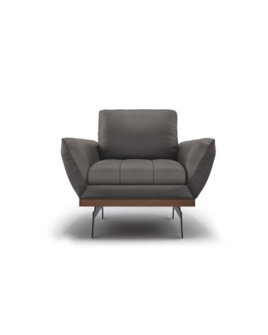 Fauteuil 1 place en cuir cuir gris