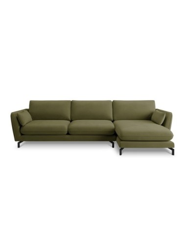 Canapé d'angle 5 places en velours vert