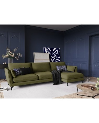 Canapé d'angle 5 places en velours vert