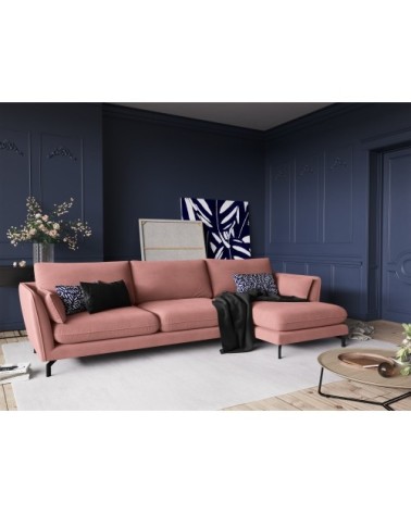 Canapé d'angle 5 places en velours rose
