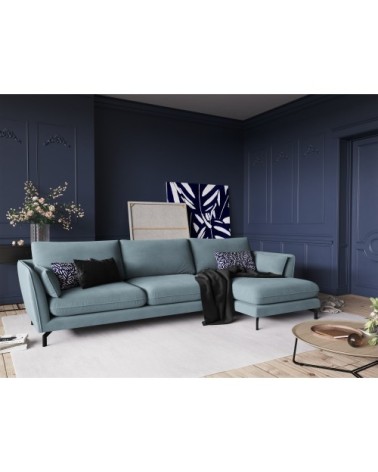 Canapé d'angle 5 places en velours bleu