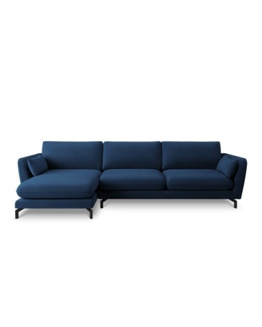 Canapé d'angle 5 places en velours bleu roi