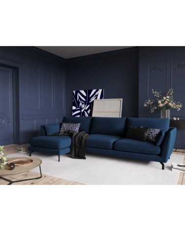 Canapé d'angle 5 places en velours bleu roi