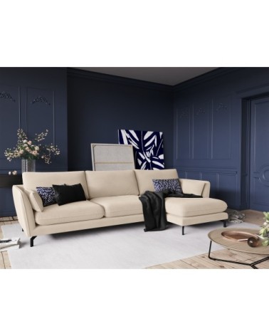 Canapé d'angle 5 places en velours beige