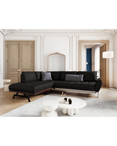 Canapé d'angle 5 places en cuir cuir noir