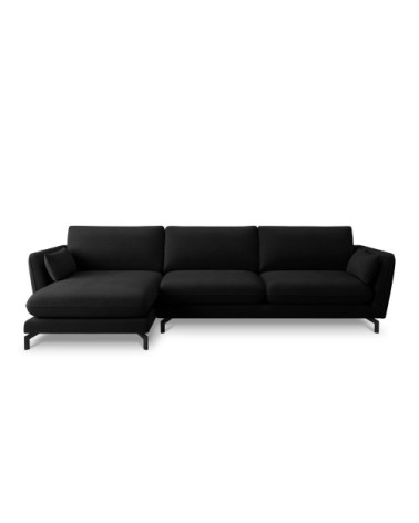 Canapé d'angle 5 places en velours noir