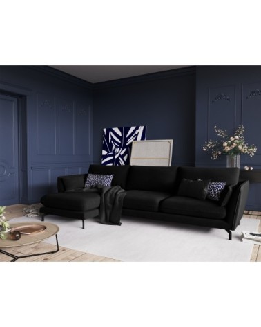 Canapé d'angle 5 places en velours noir