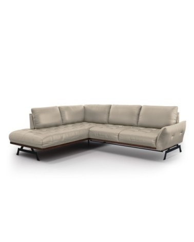 Canapé d'angle 5 places en cuir cuir gris clair
