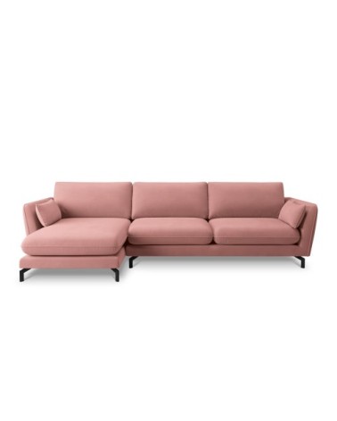 Canapé d'angle 5 places en velours rose
