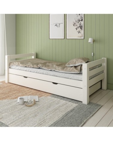 Lit enfant extra solide pin massif blanc 90x200