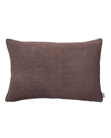Housse de coussin en lin et velour prune 40x60